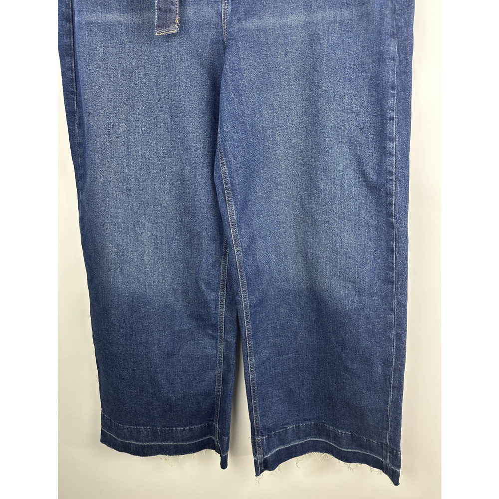 NWT GAP High Rise Stride Belted Wide Leg Jeans Raw Hem Dark Wash Plus Size 34 18 - Picture 4 of 11
